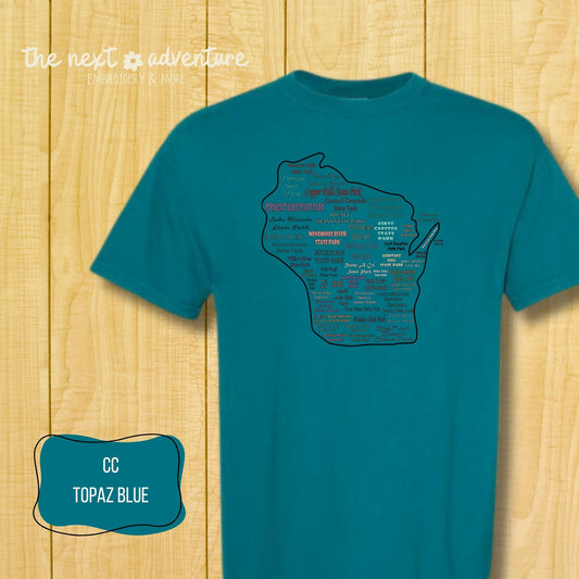 Wisconsin State Parks Typography Comfort Colors Tee