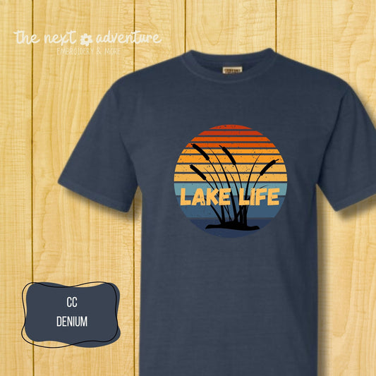 Lake Life Sunset Comfort Colors Tee