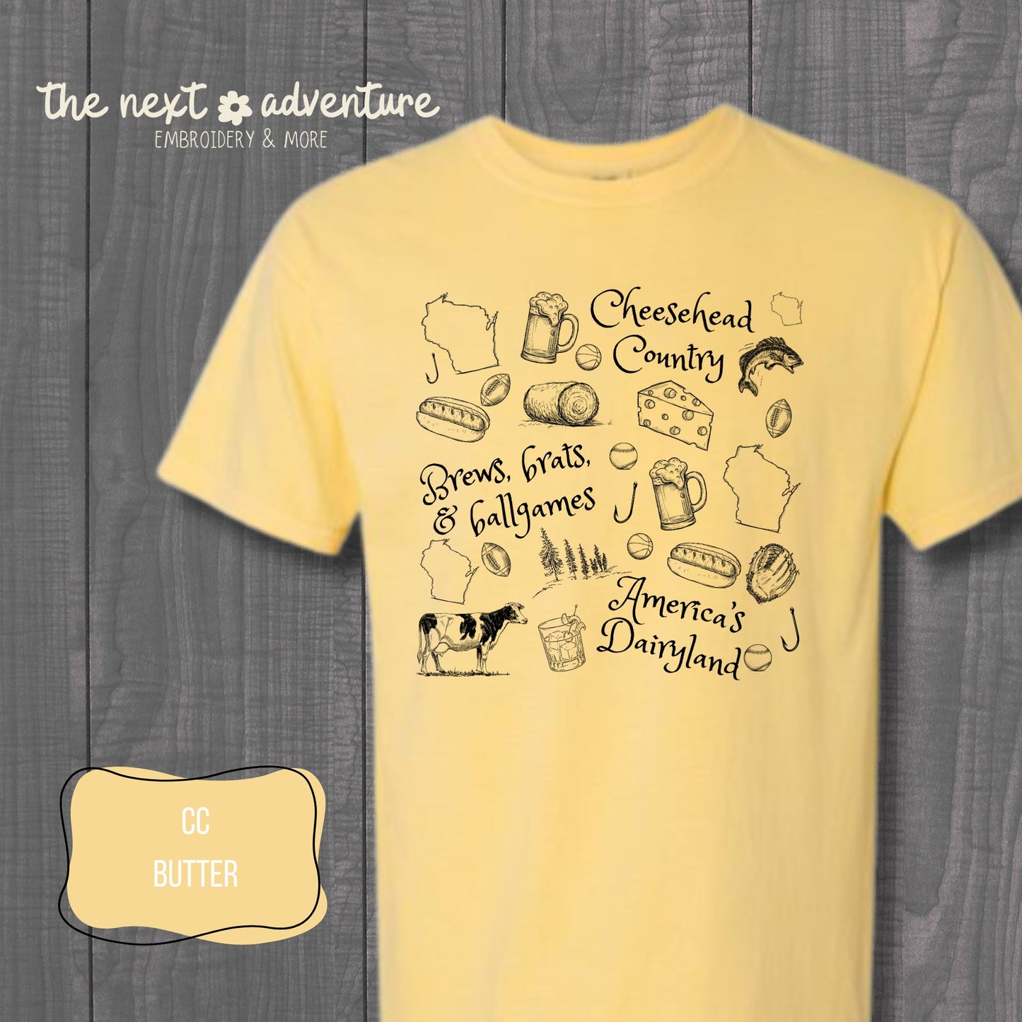 Wisconsin Icons Sketch Comfort Colors Tee