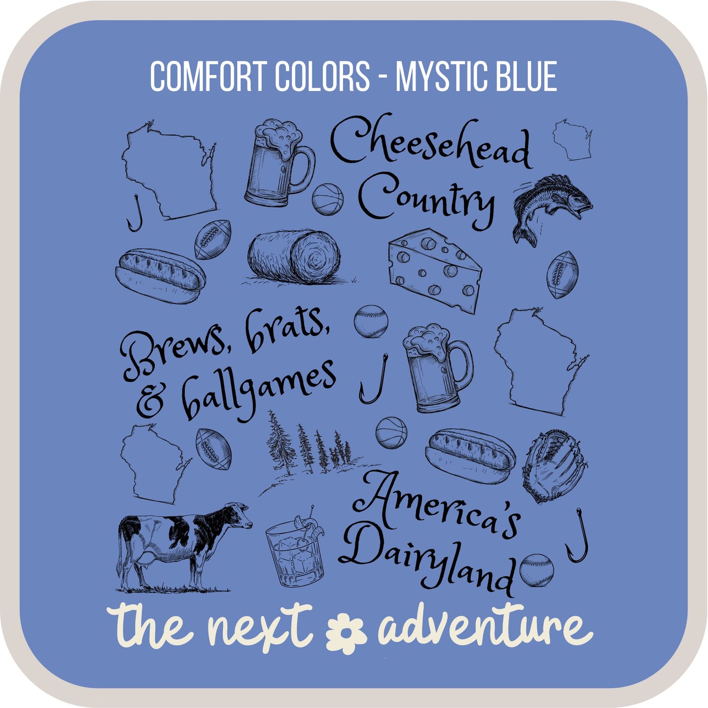 Wisconsin Icons Sketch Comfort Colors Tee