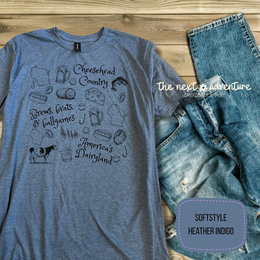 Wisconsin Icons Sketch Softstyle Tee