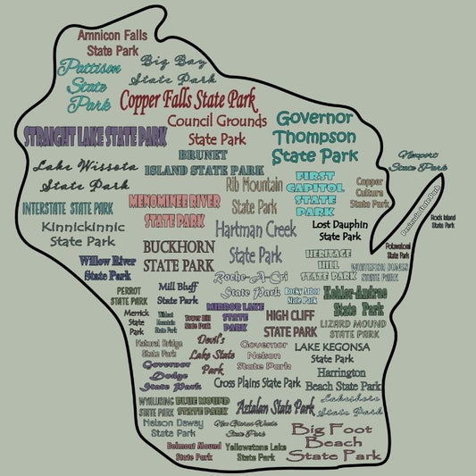 Wisconsin State Parks Typography Comfort Colors Tee