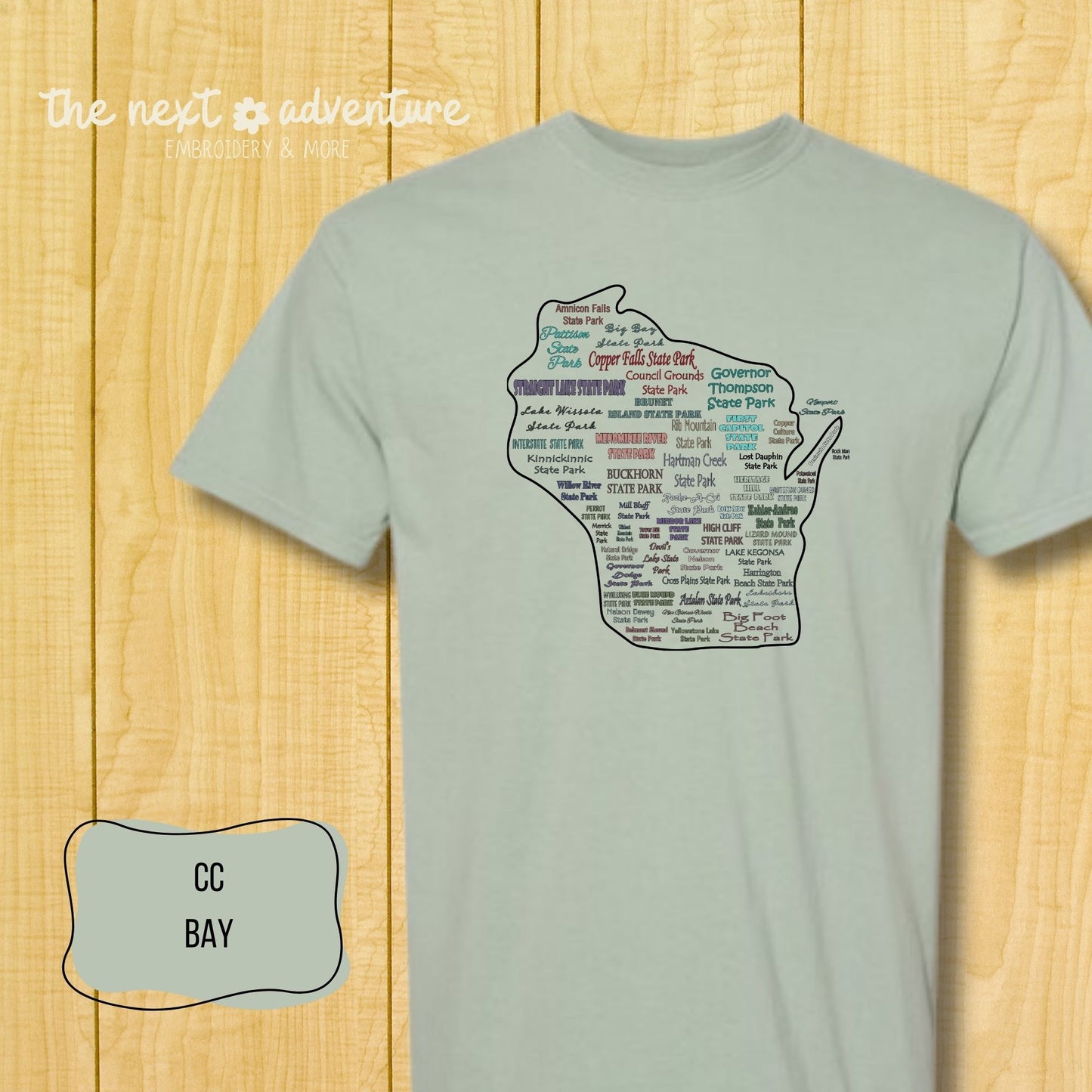 Wisconsin State Parks Typography Comfort Colors Tee