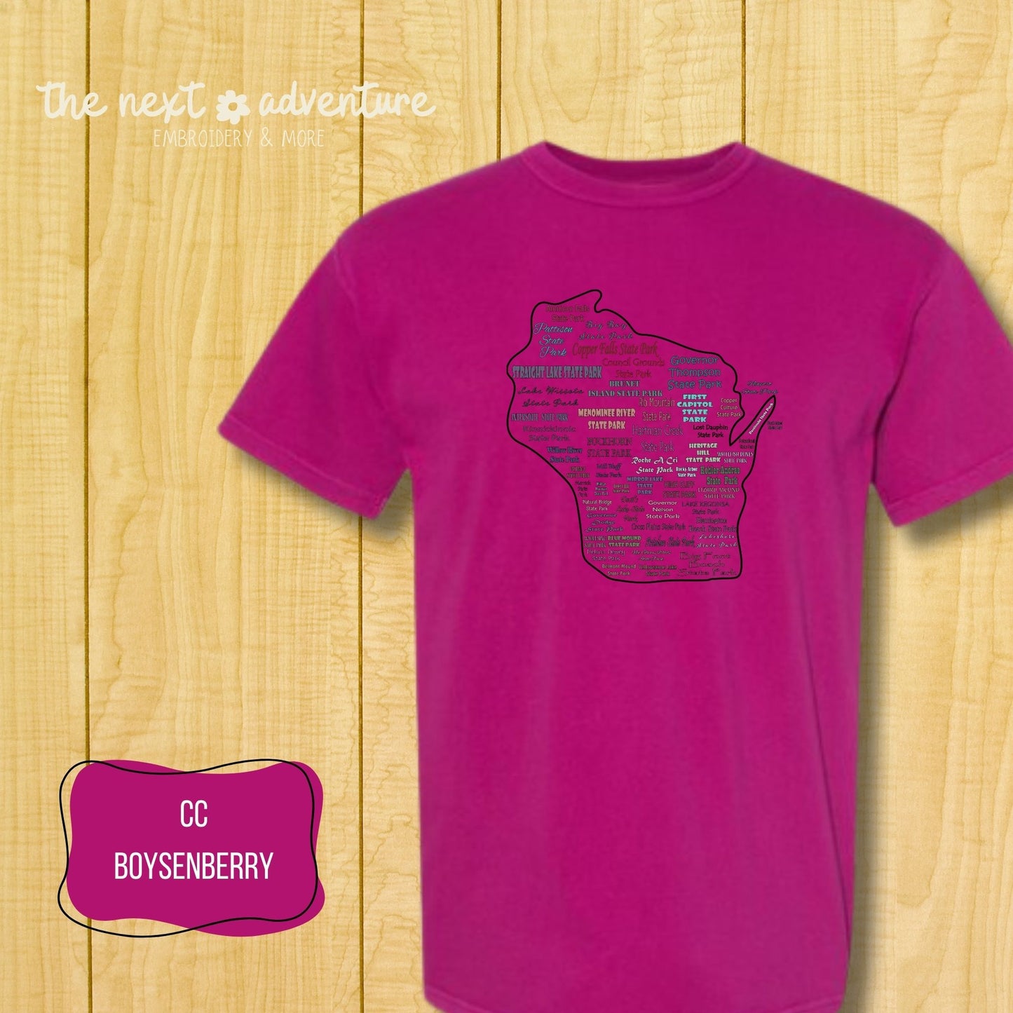 Wisconsin State Parks Typography Comfort Colors Tee