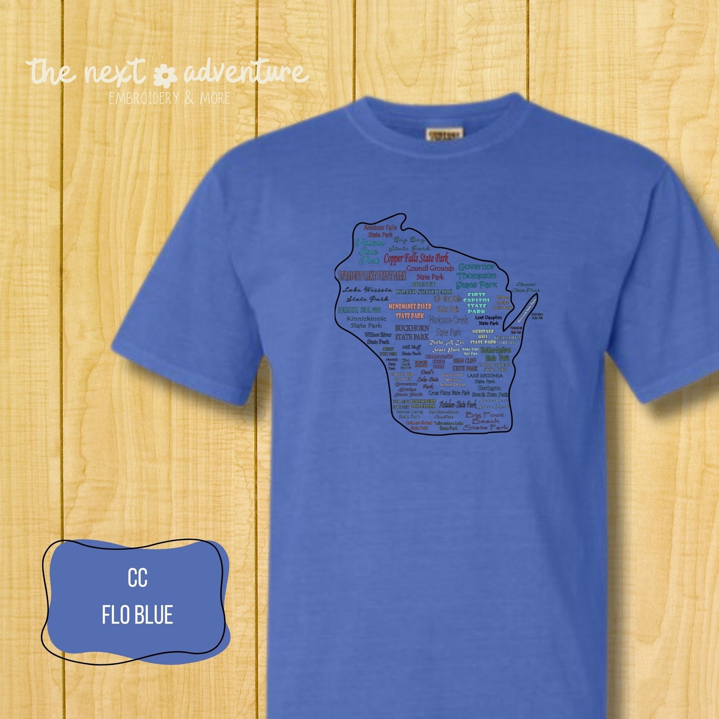 Wisconsin State Parks Typography Comfort Colors Tee