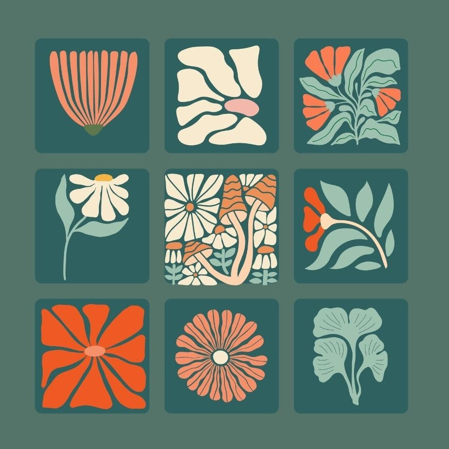 Bloom Grid Botanical Comfort Colors Tee