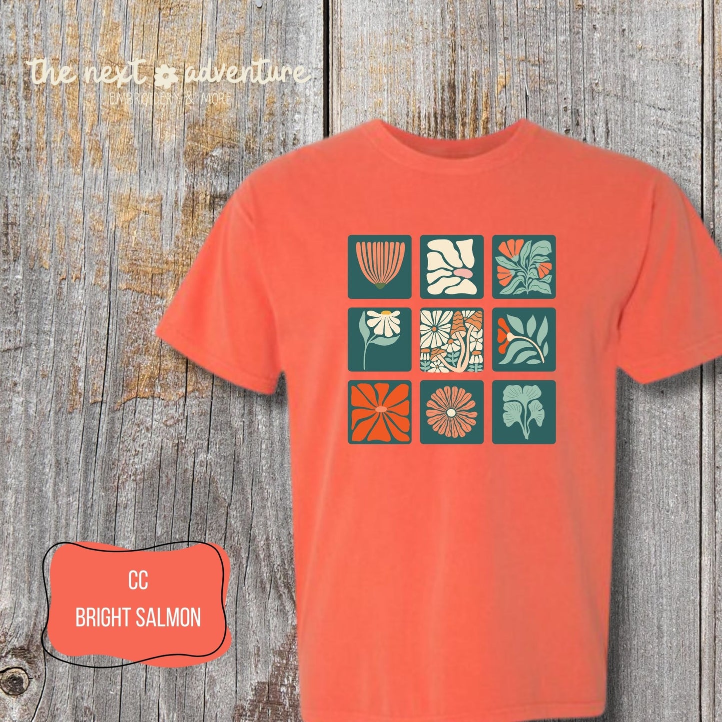 Bloom Grid Botanical Comfort Colors Tee