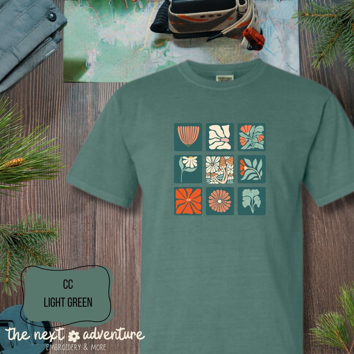 Bloom Grid Botanical Comfort Colors Tee