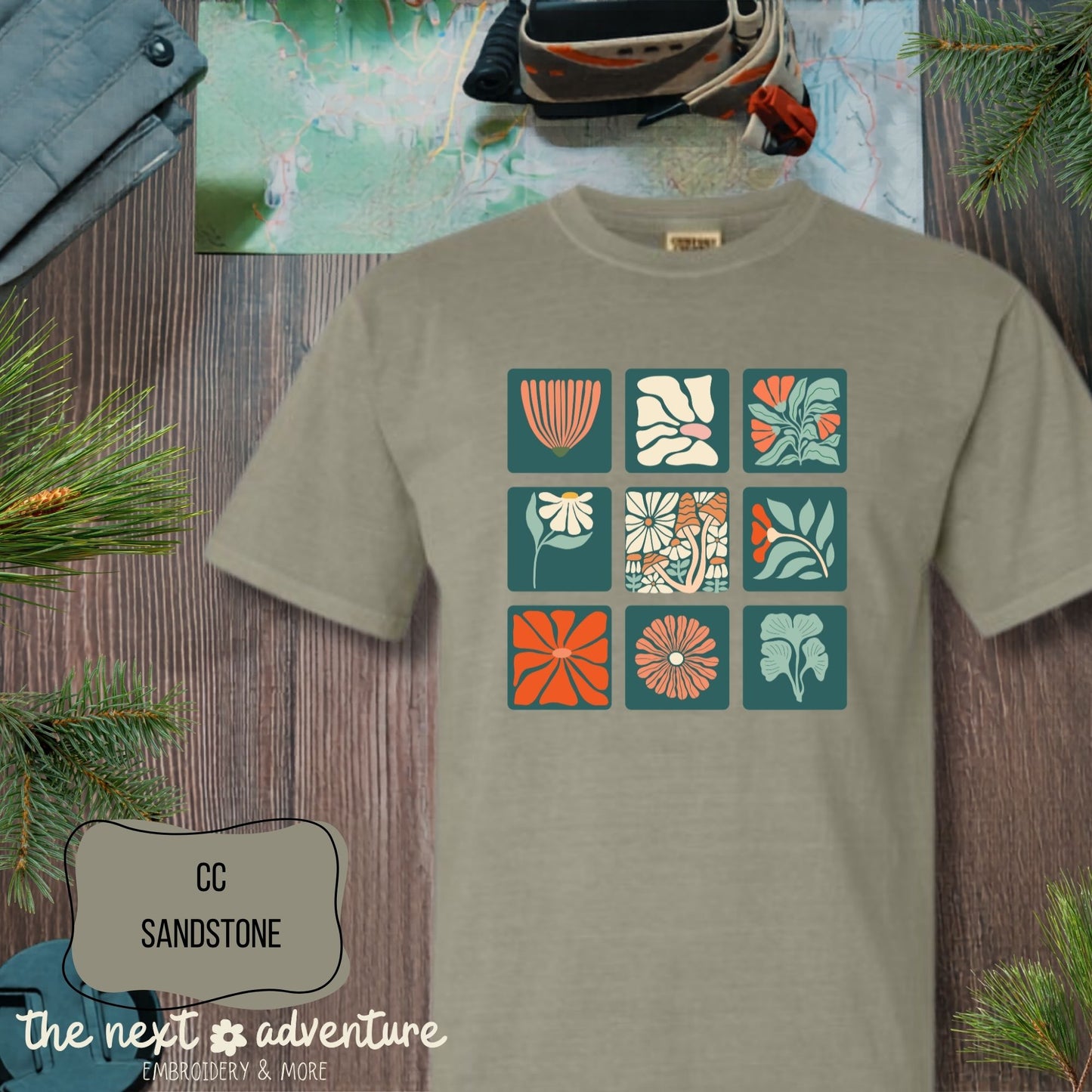 Bloom Grid Botanical Comfort Colors Tee