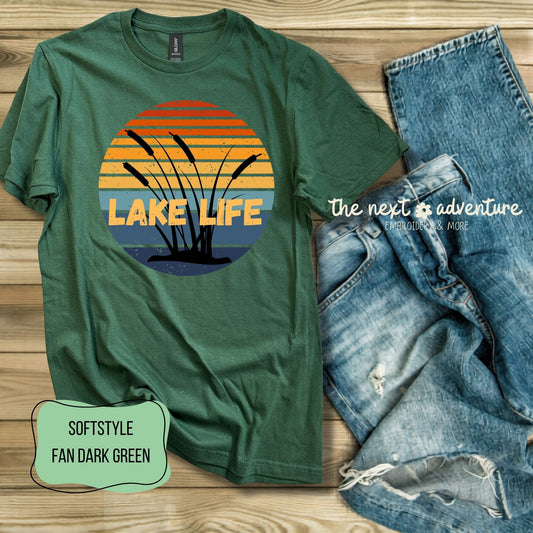Lake Life Sunset Softstyle Tee