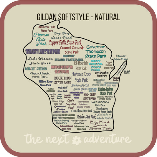 Wisconsin State Parks Typography Softstyle Tee